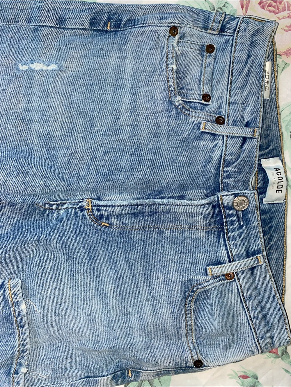 Agolde Light Blue Distressed High-Rise Jeans